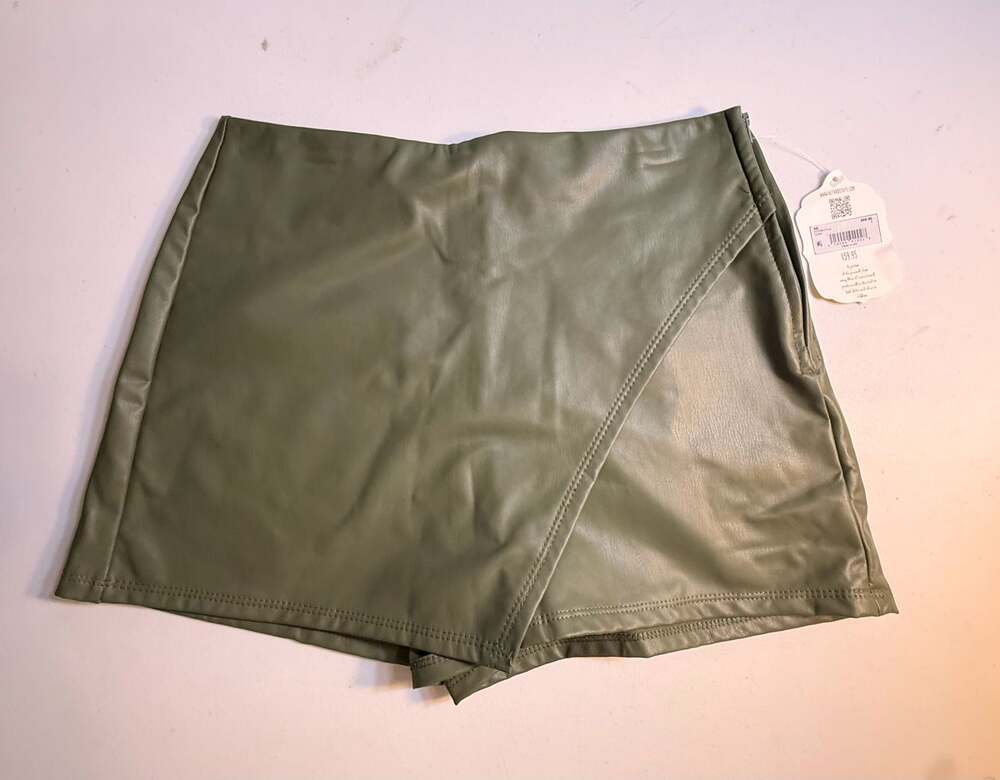 Altard‎ State Faux Leather Wrap Skort Sage Green Olive H1276K777JD Womens Small